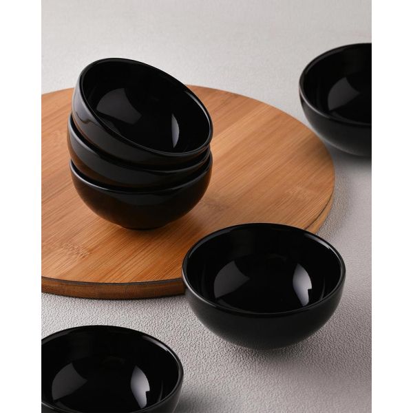 Ariane Fine Porcelain Glossy Black Prime Bowl, set of 6